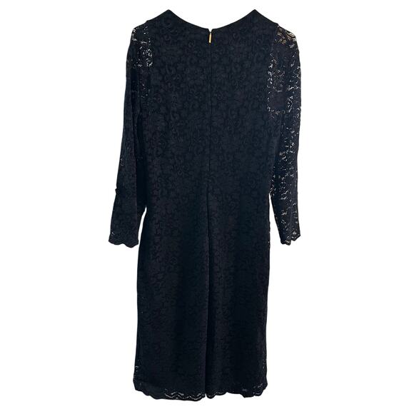Lauren Ralph Lauren Lace Sheath Midi Little Black Dress Cocktail Party Large - Picture 4 of 10